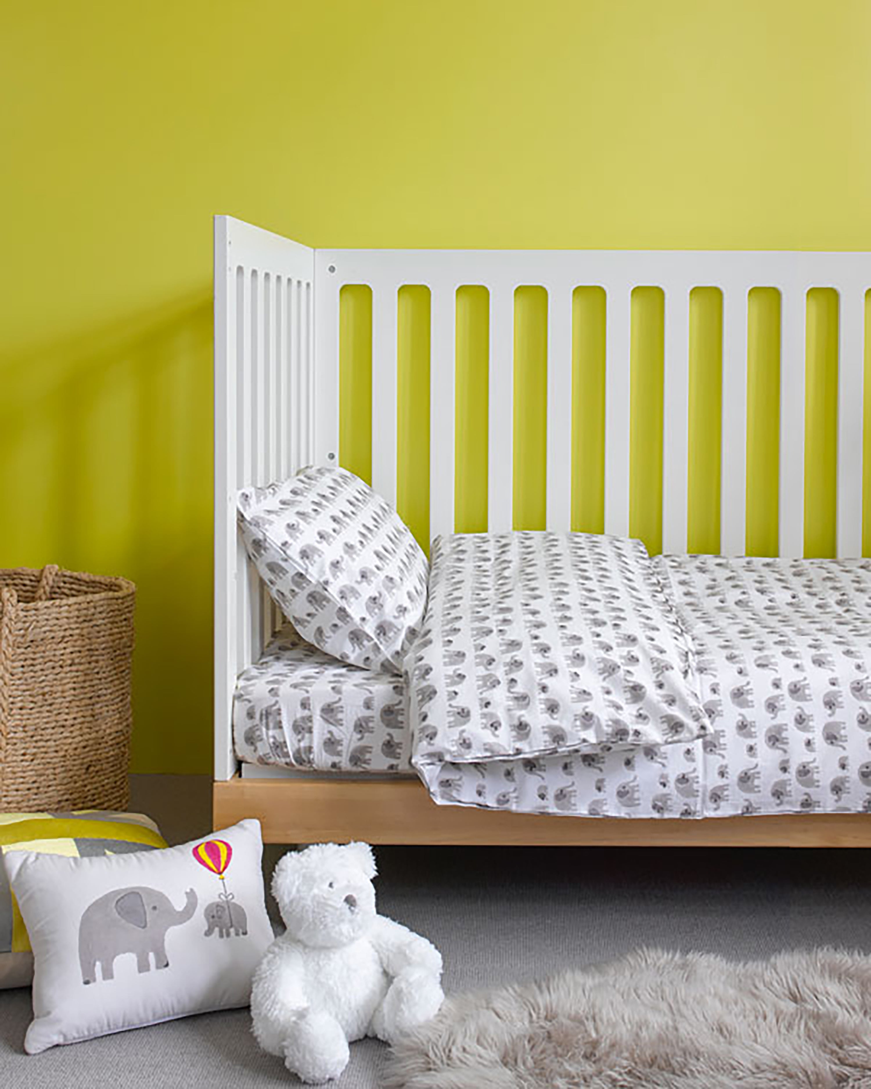 Grey elephant toddler cot bed duvet set