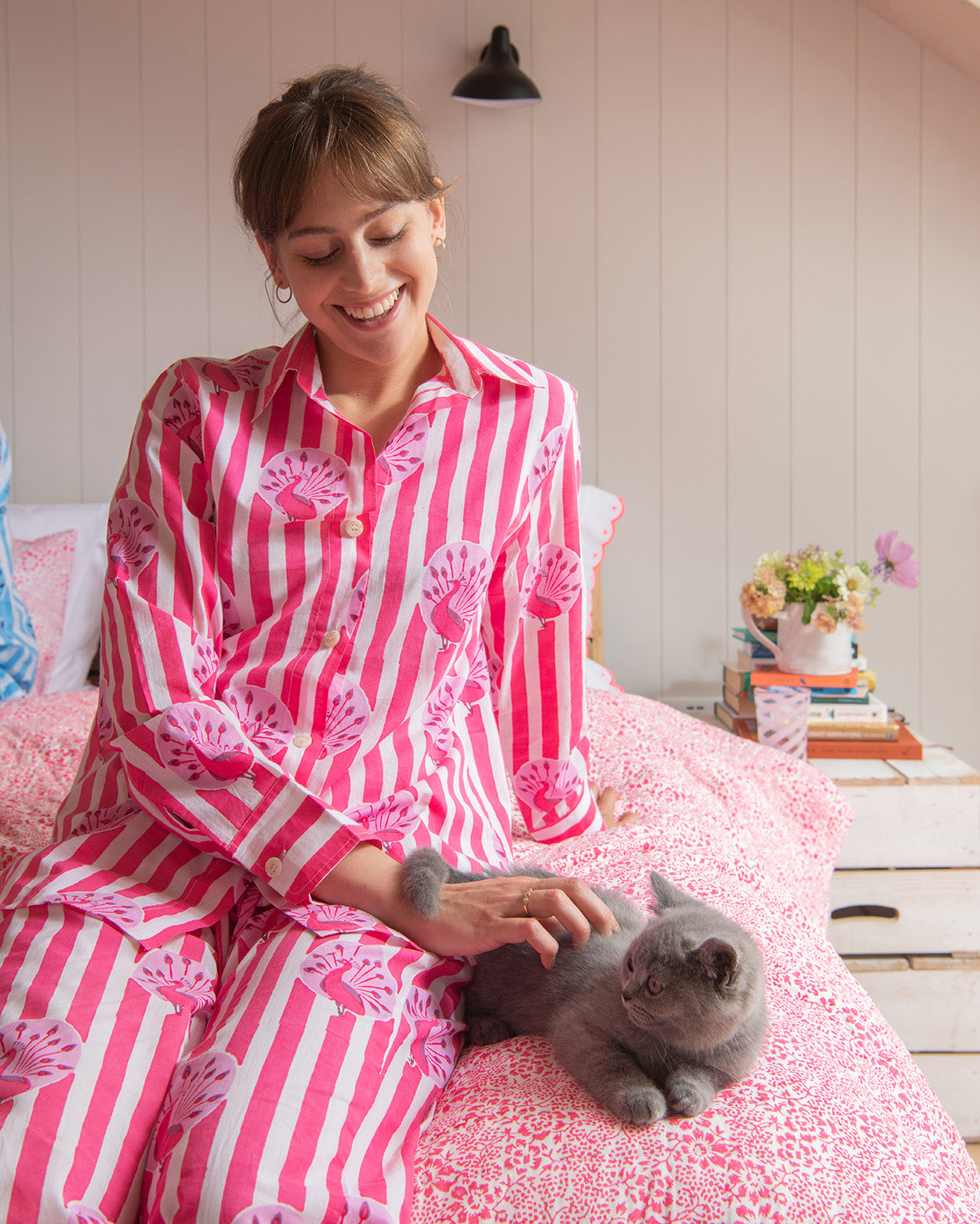Hot Pink Peacock womens pyjamas