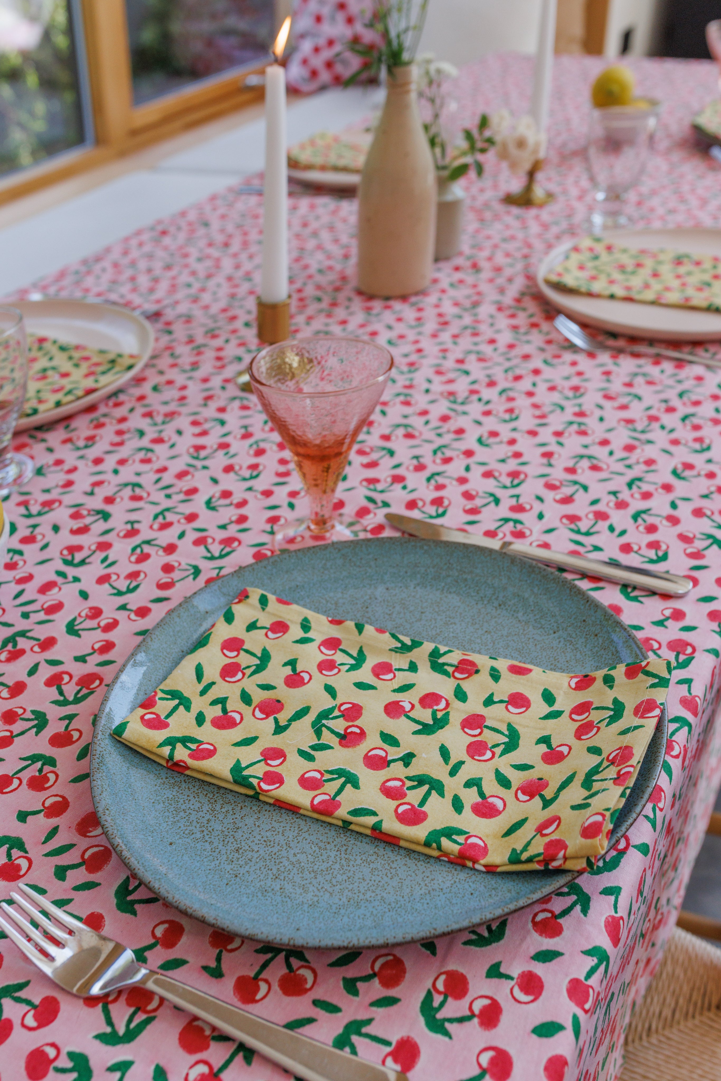 Yellow & Red Cherry Napkins