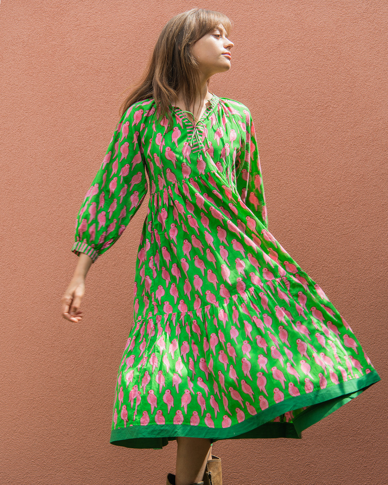 Parrot Dress - Green & Pink