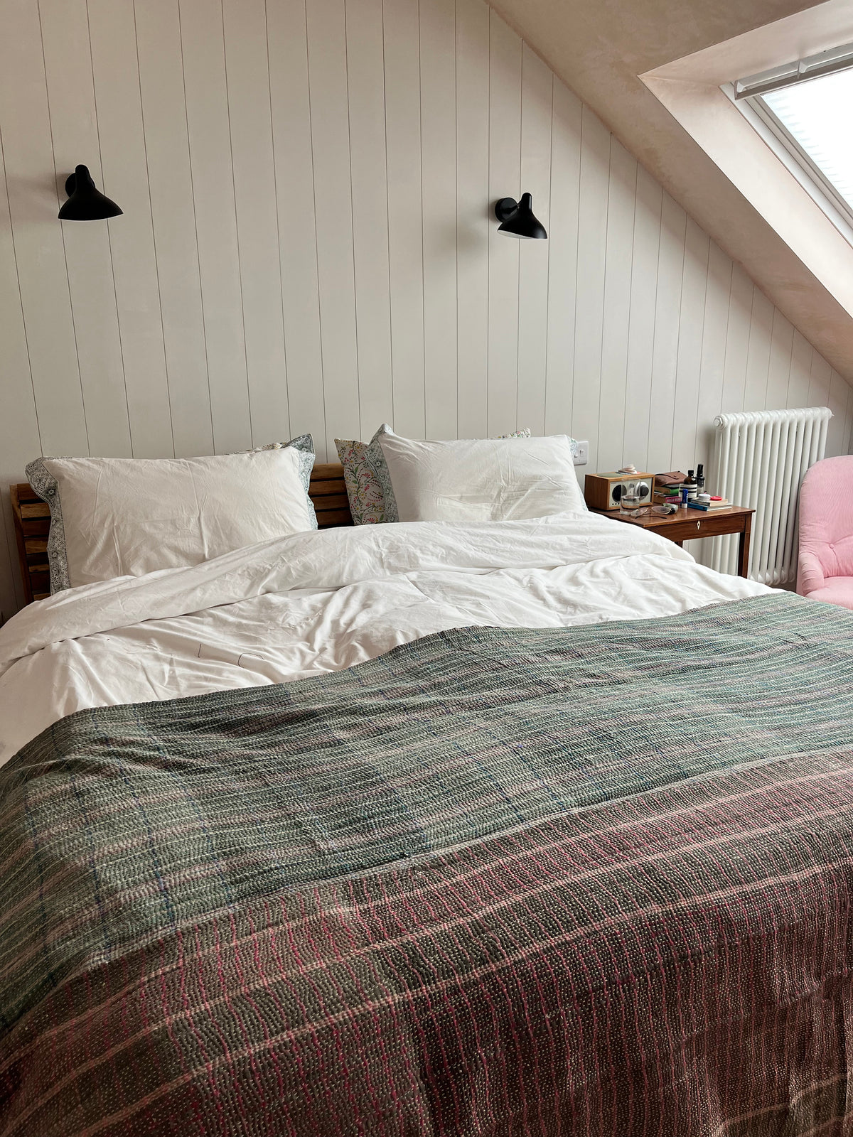 Patchwork Stripe Reversable Kantha quilt