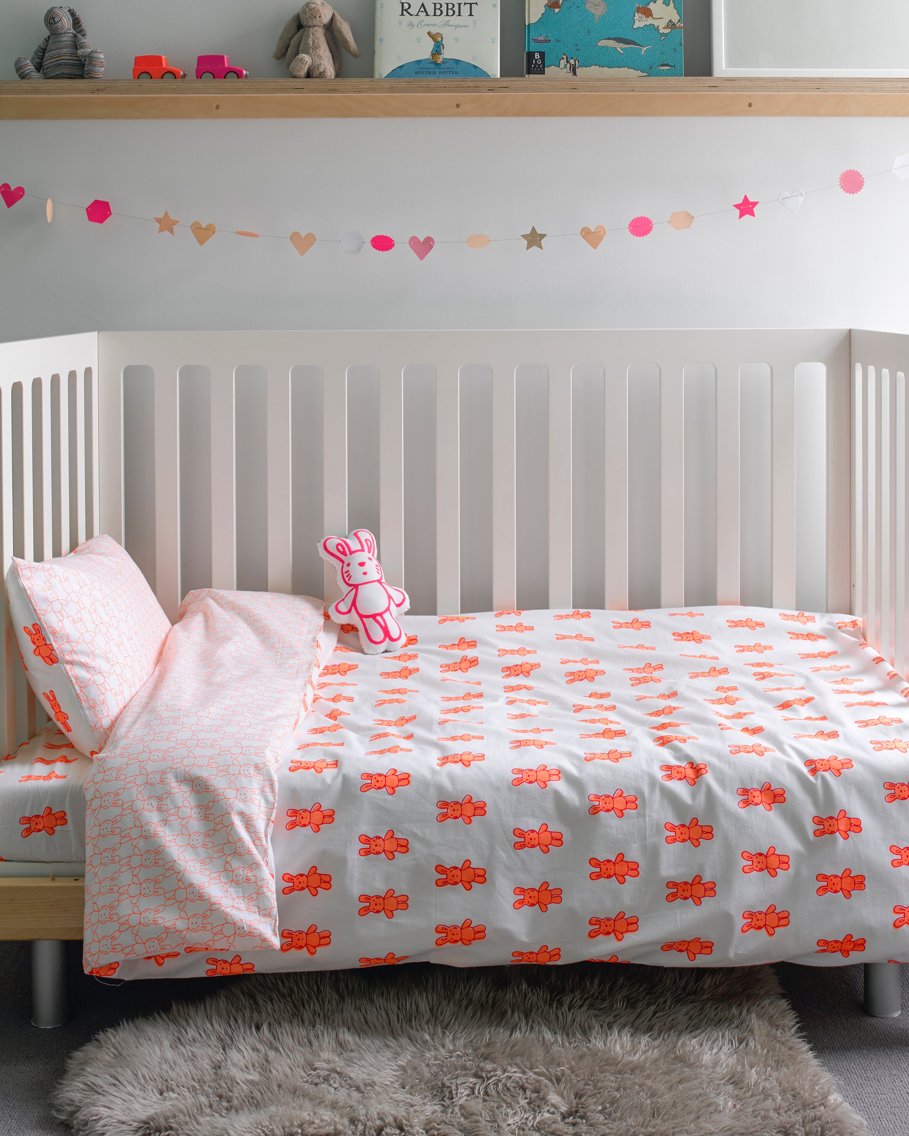 Bunny rabbit toddler cot bed duvet set