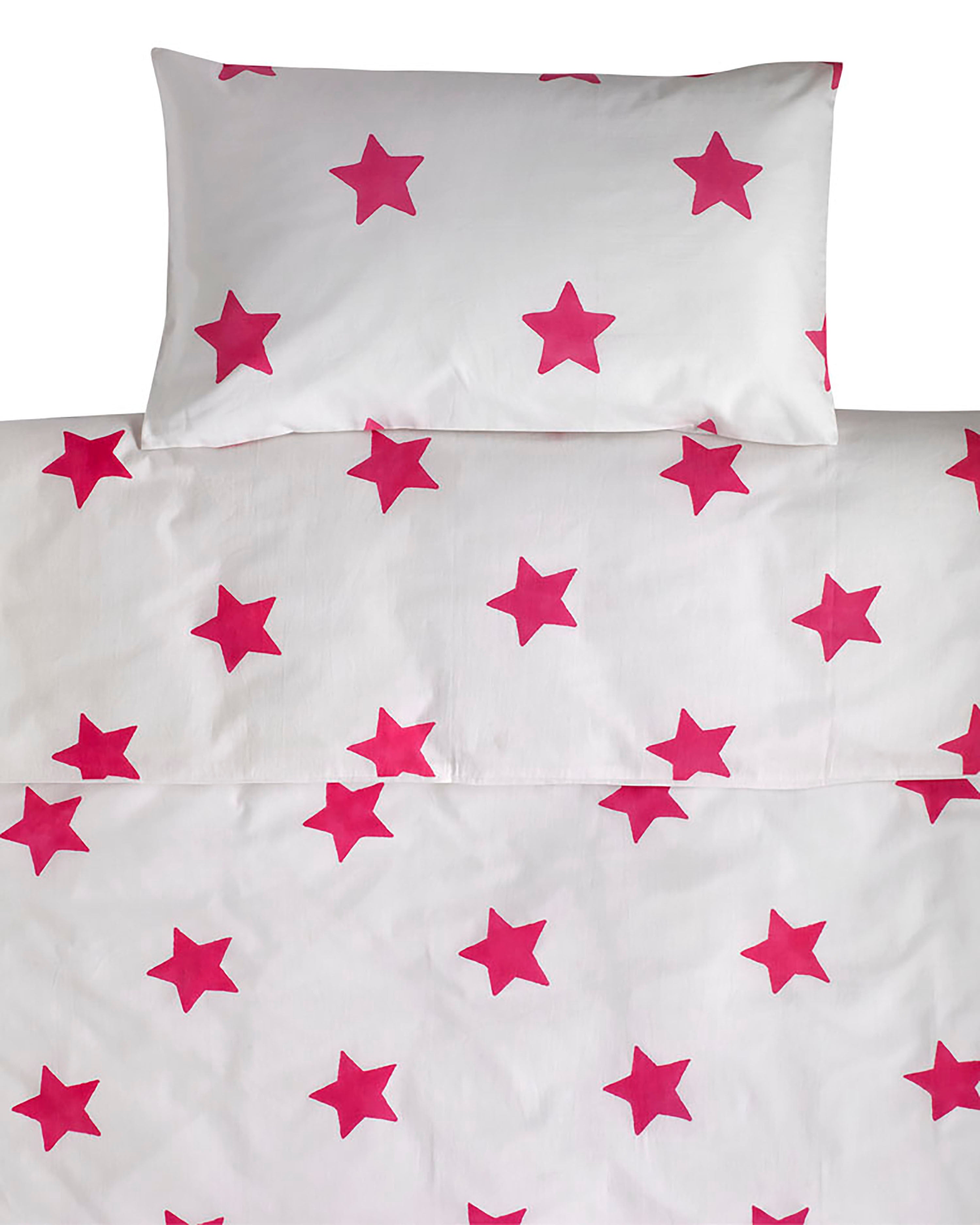 Bright Pink Star toddler cot bed duvet set