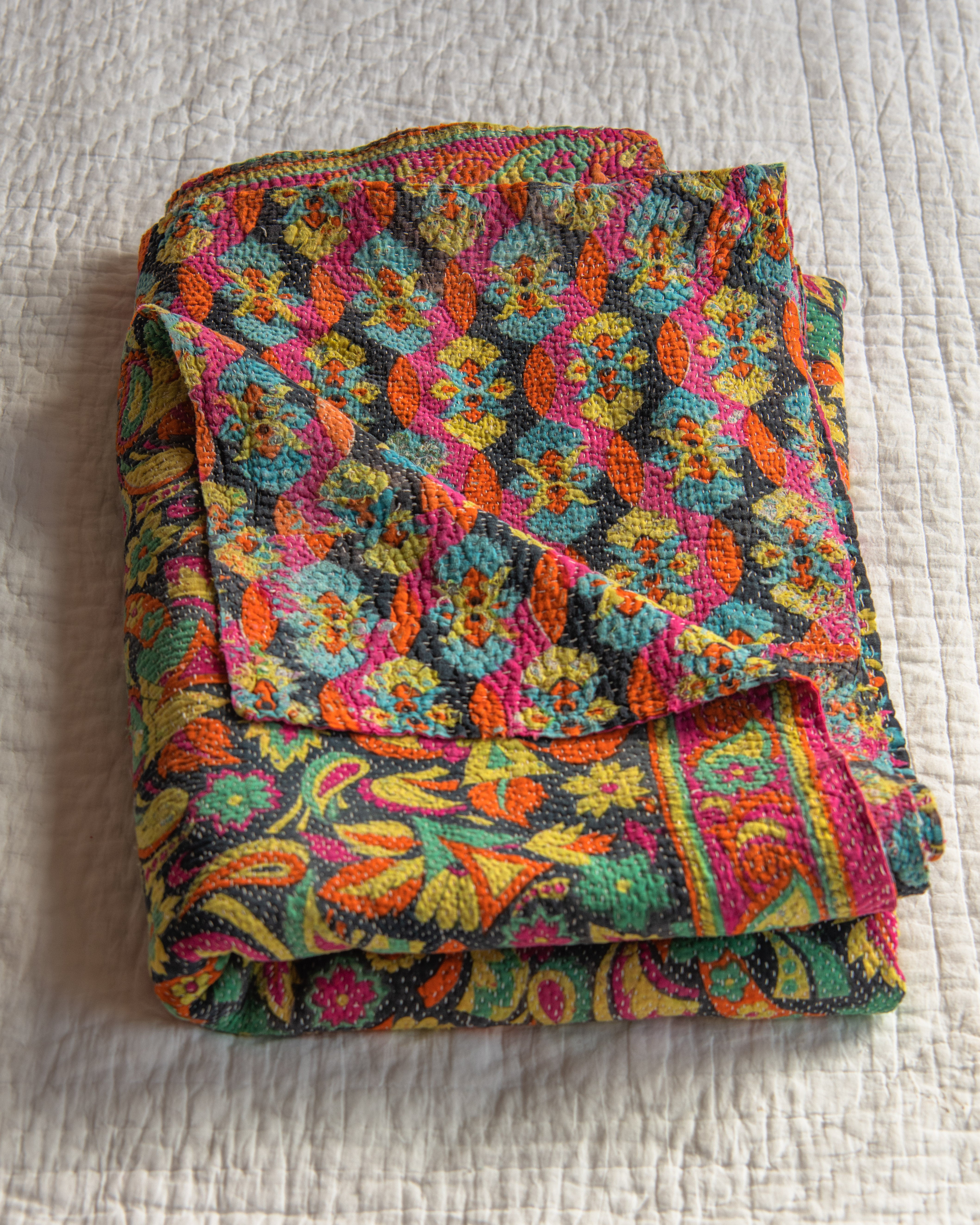 Multi colour Floral Kantha quilt