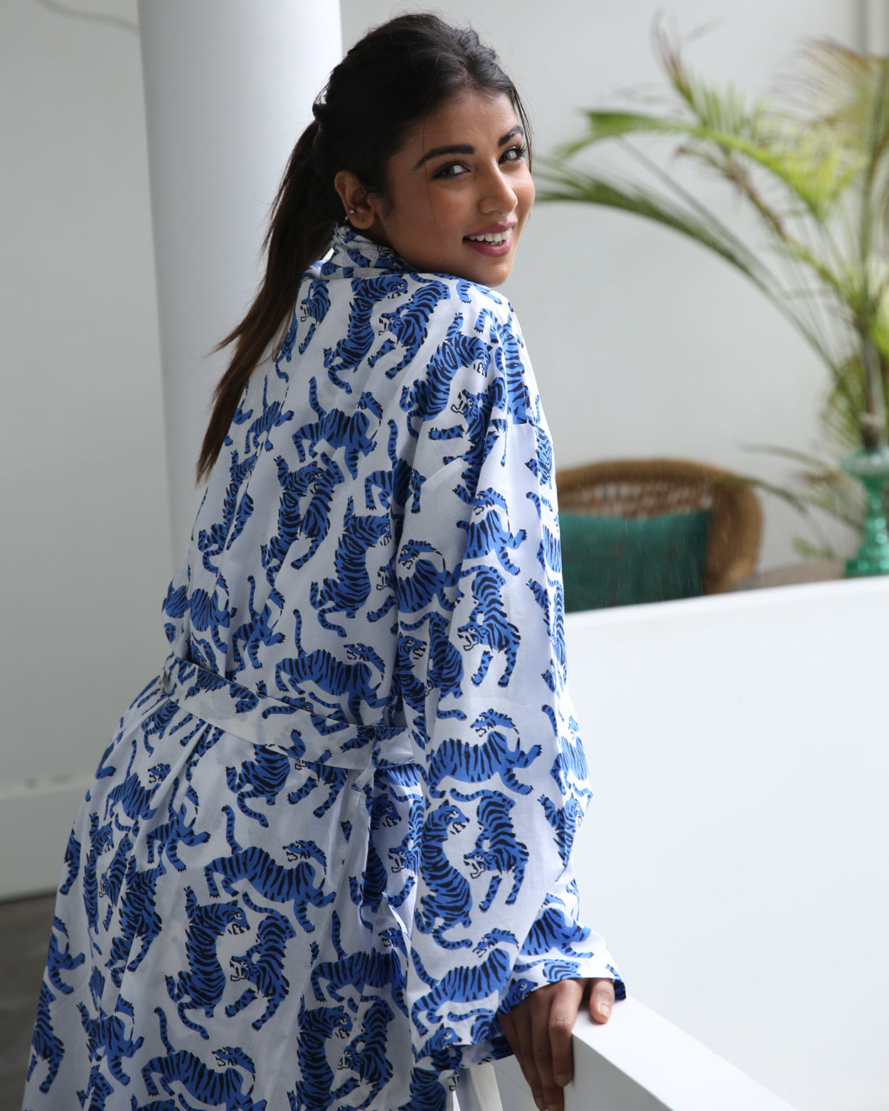 Blue tiger kimono