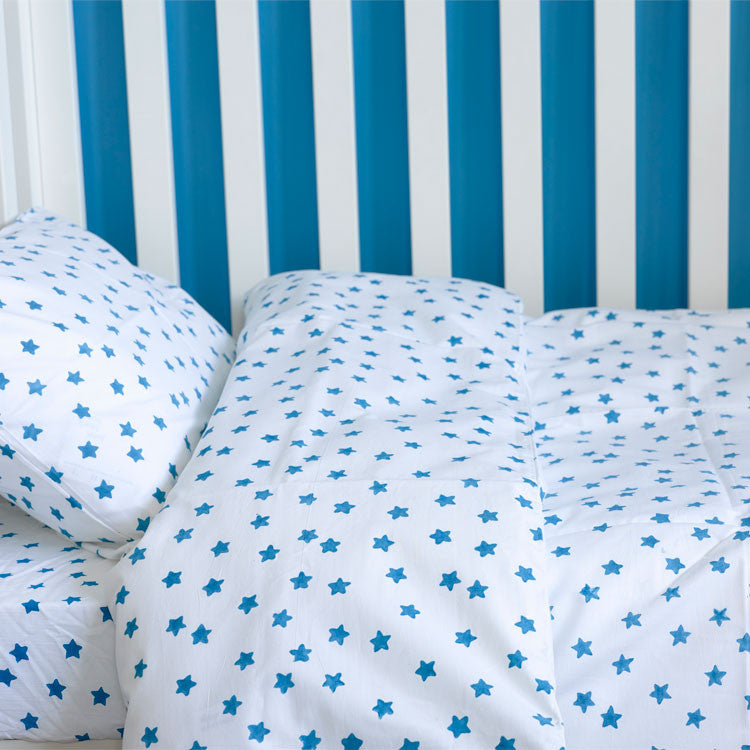 Blue star toddler cot bed duvet set