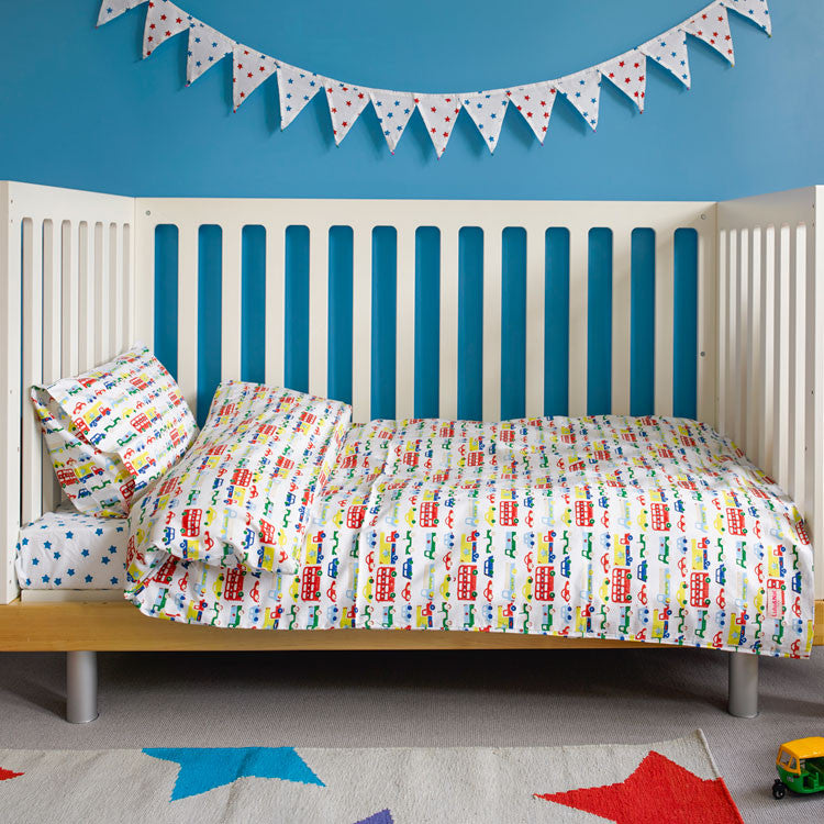 Car & buses toddler cot bed duvet set