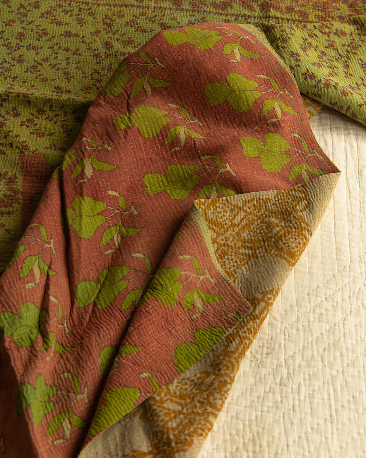 Pear fruit kantha quilt