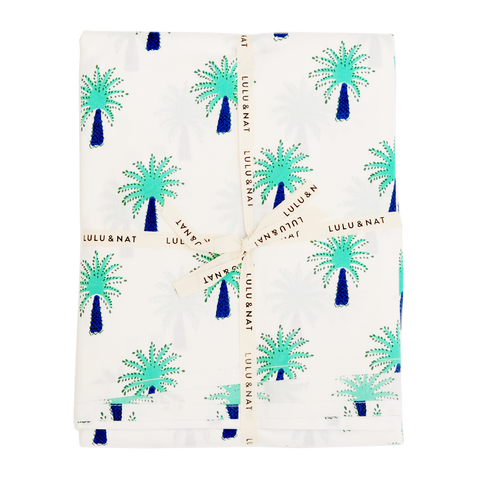 Turquoise palm tree table cloth