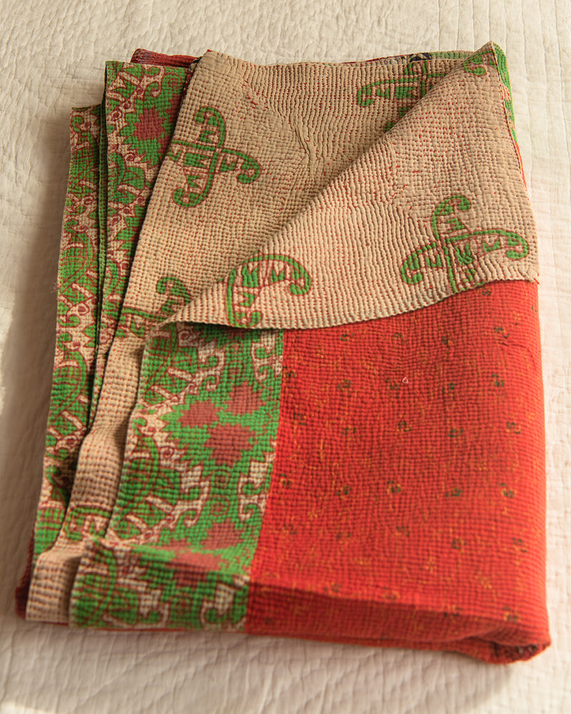 Red & Green kantha quilt