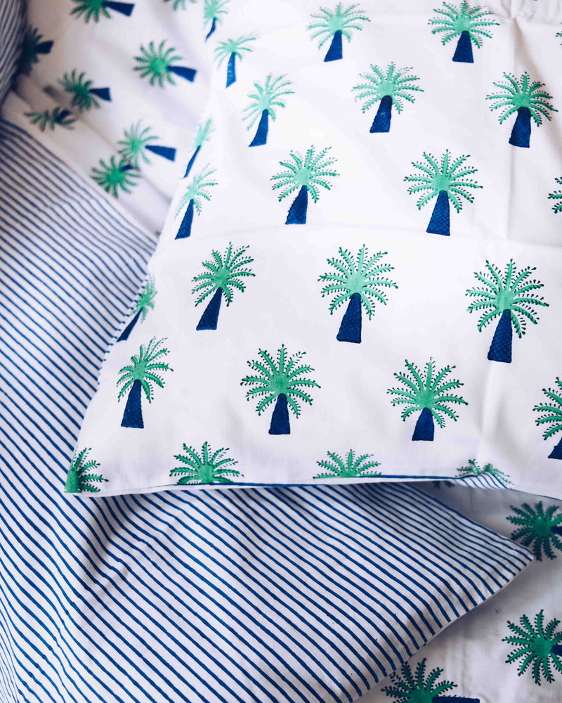 Turquoise palm single pillowcase
