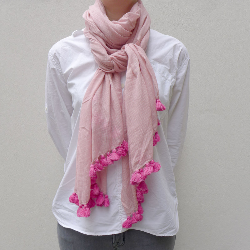 Pink woven cotton shawl