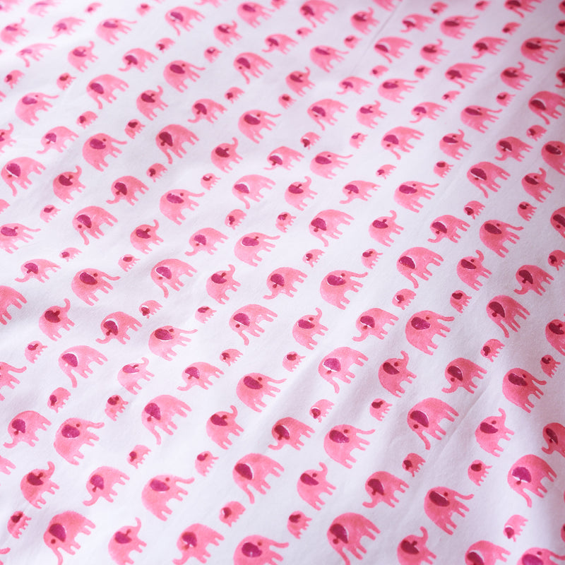 Pink elephant toddler cot bed duvet set