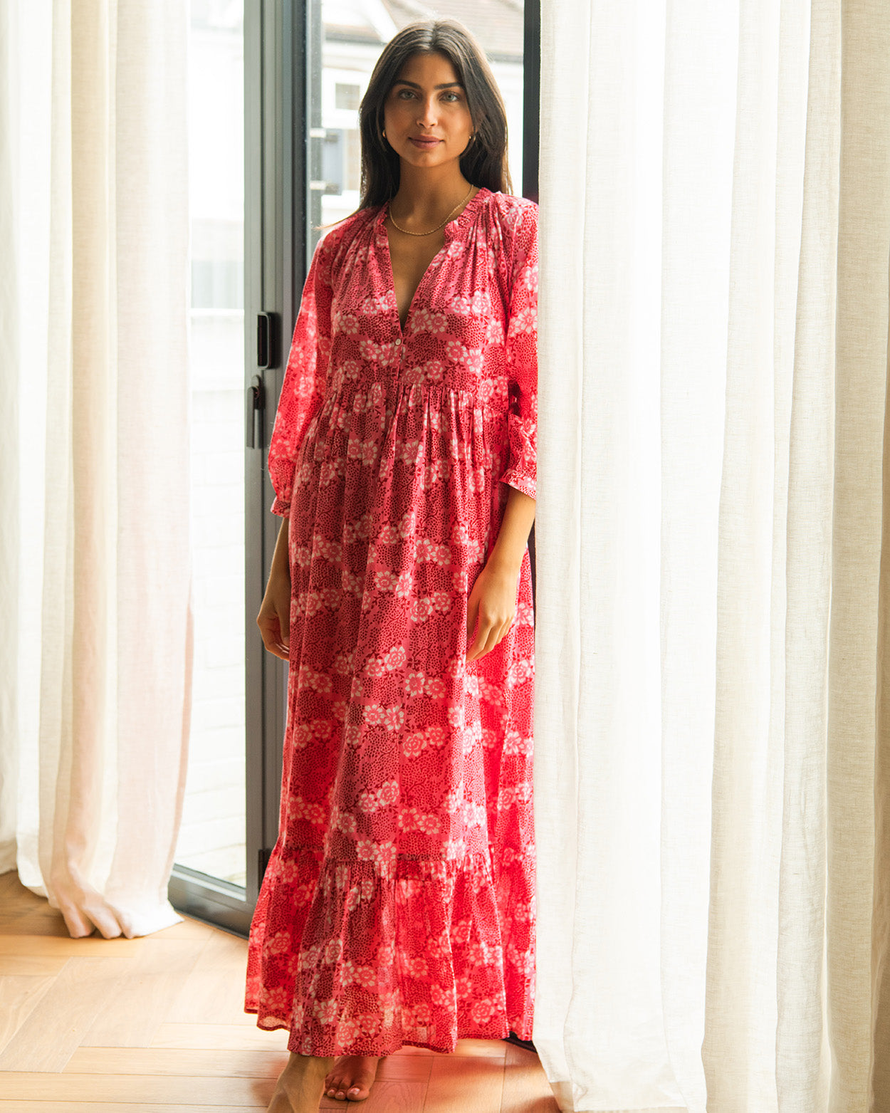 Boho long dress - provence pink