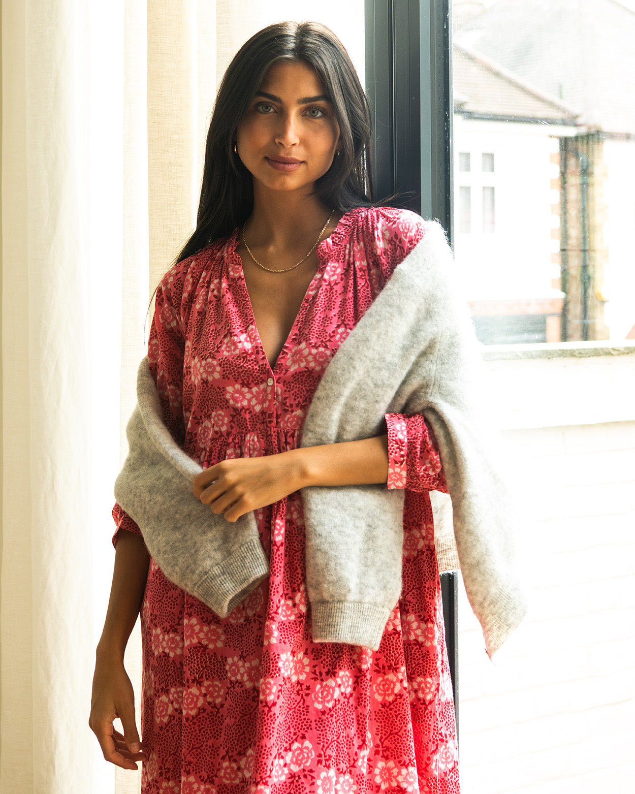 Boho long dress - provence pink