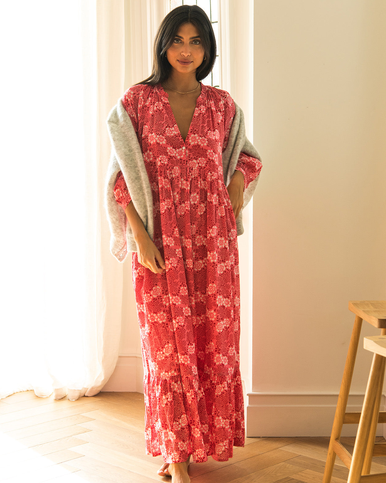 Boho long dress - provence pink