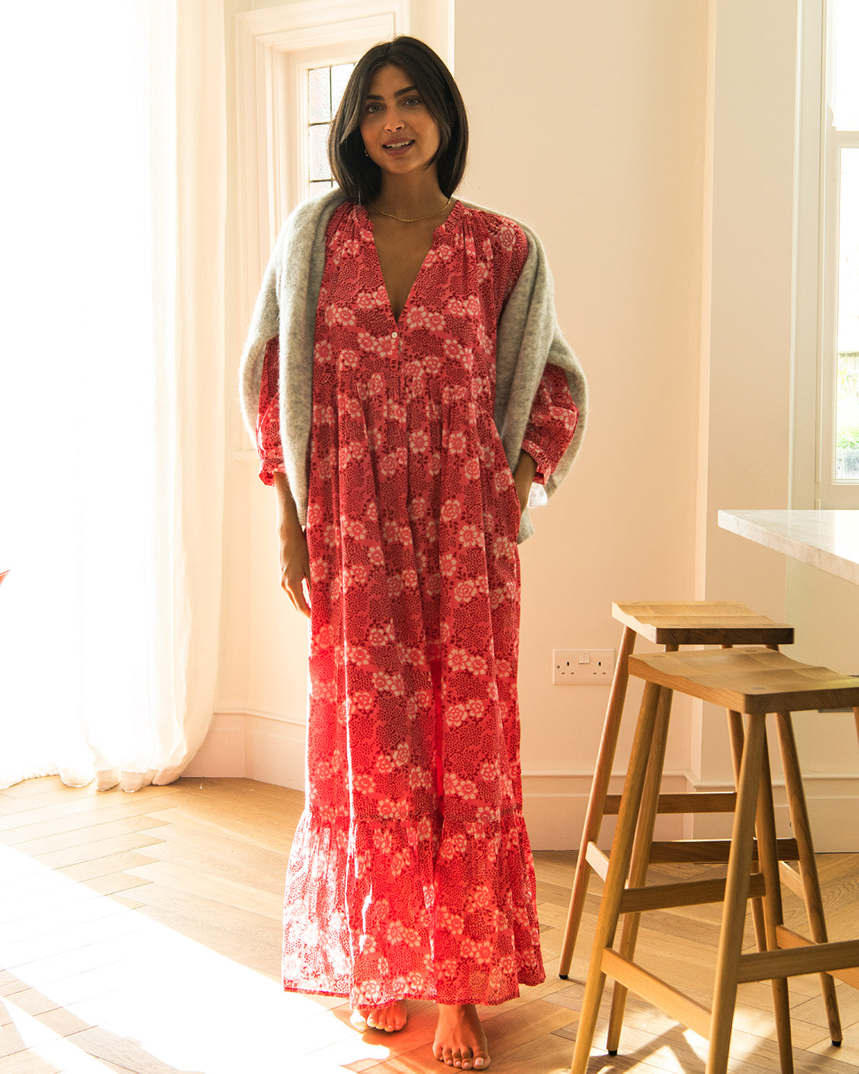 Boho long dress - provence pink