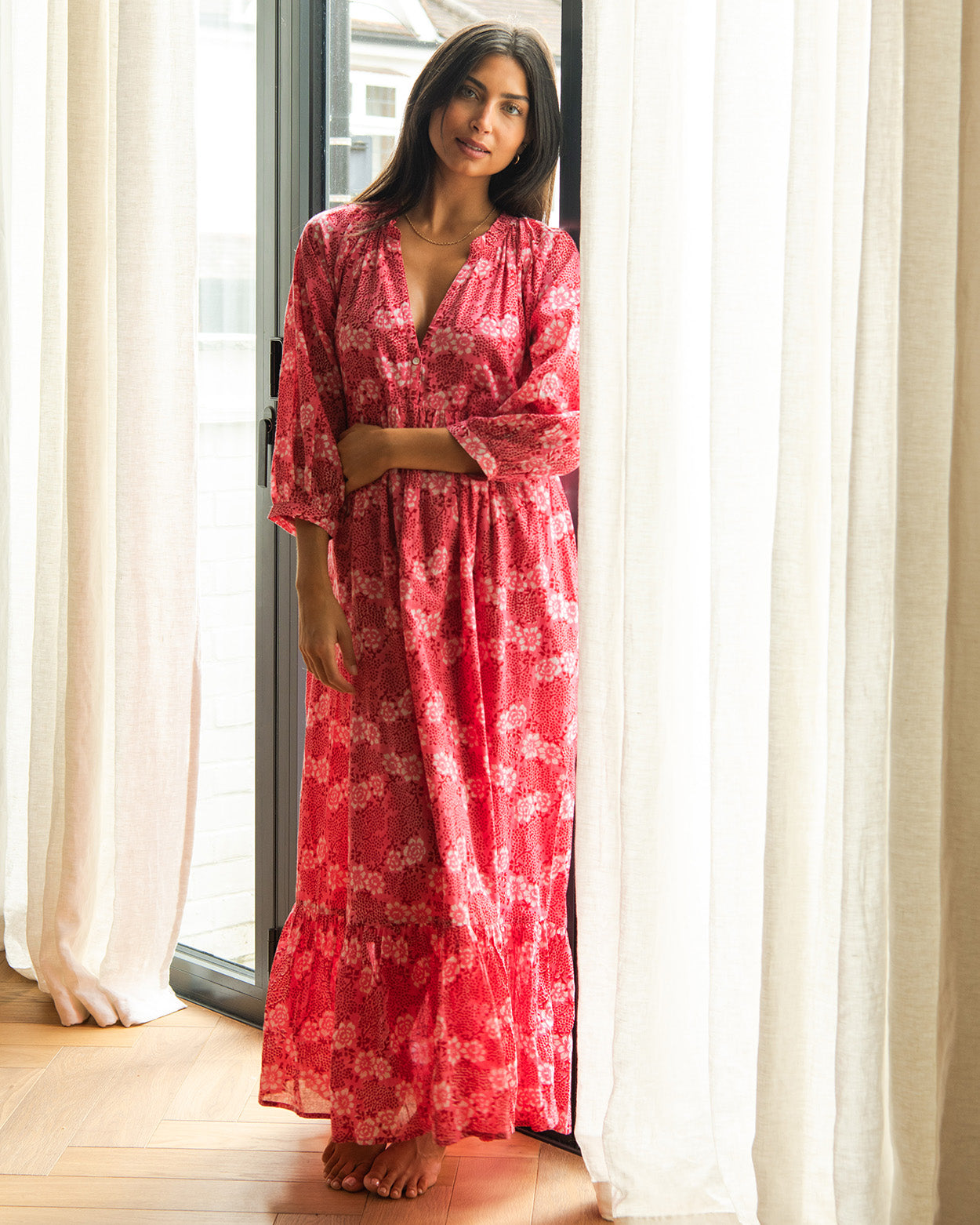 Boho long dress - provence pink