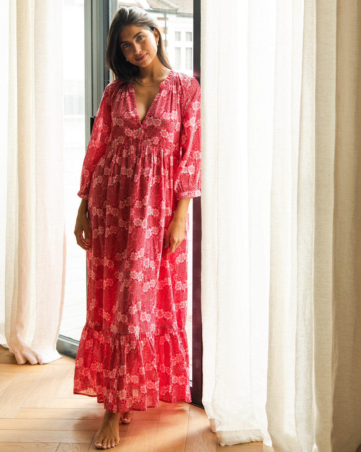 Boho long dress - provence pink