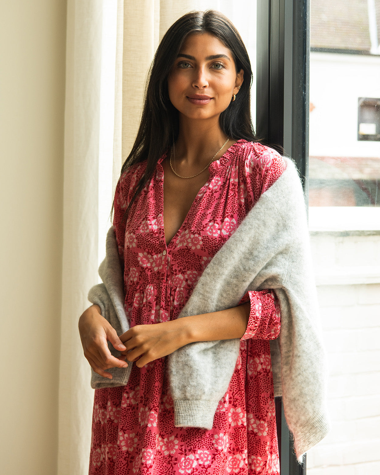 Boho long dress - provence pink
