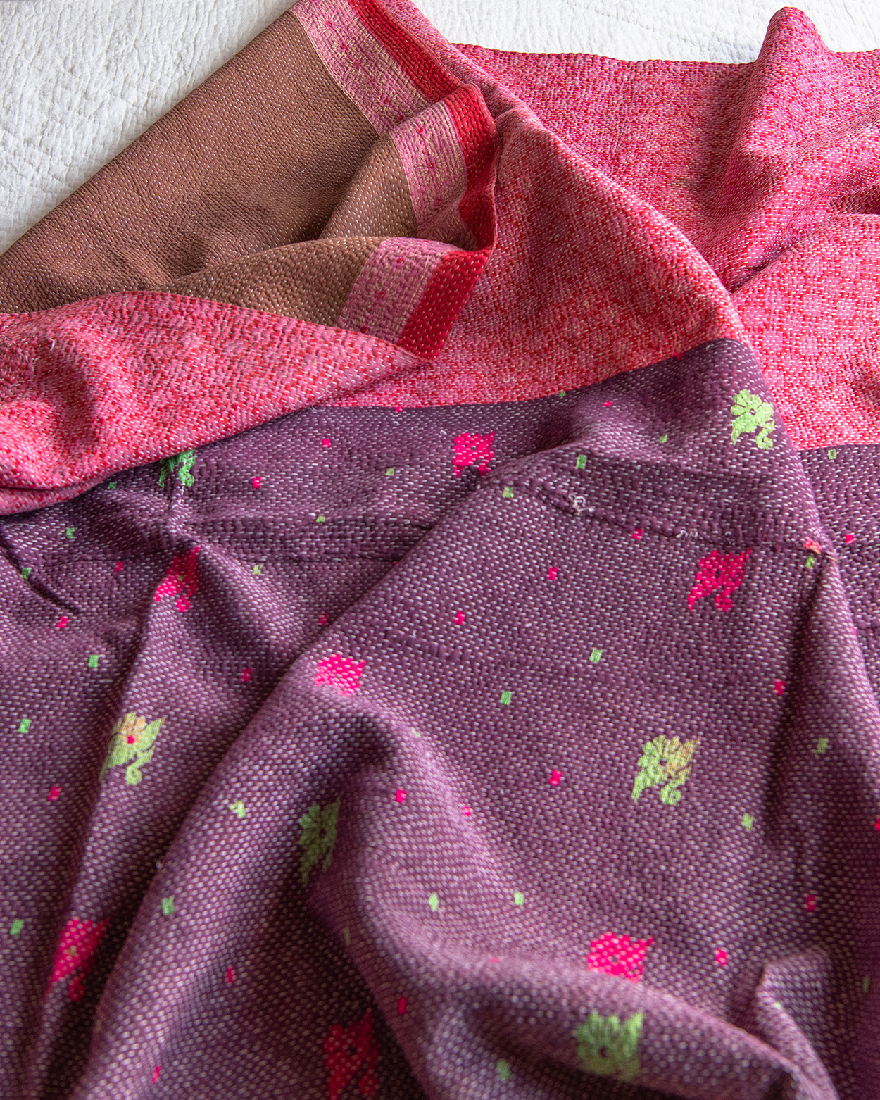 Pink & Purple floral kantha quilt