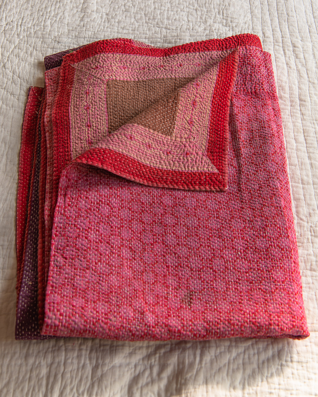 Pink & Purple floral kantha quilt