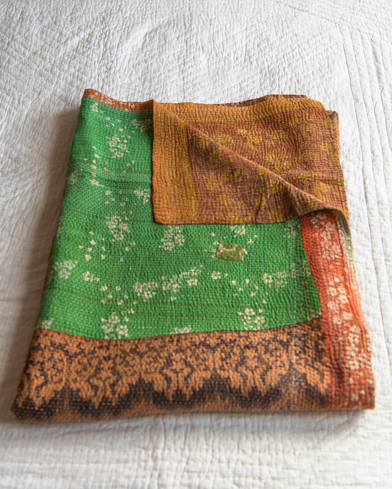 Sepia floral kantha quilt