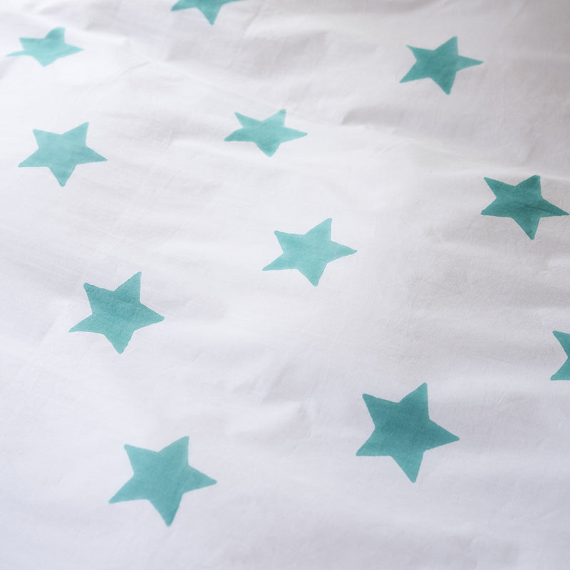 Turquoise blue star single duvet cover