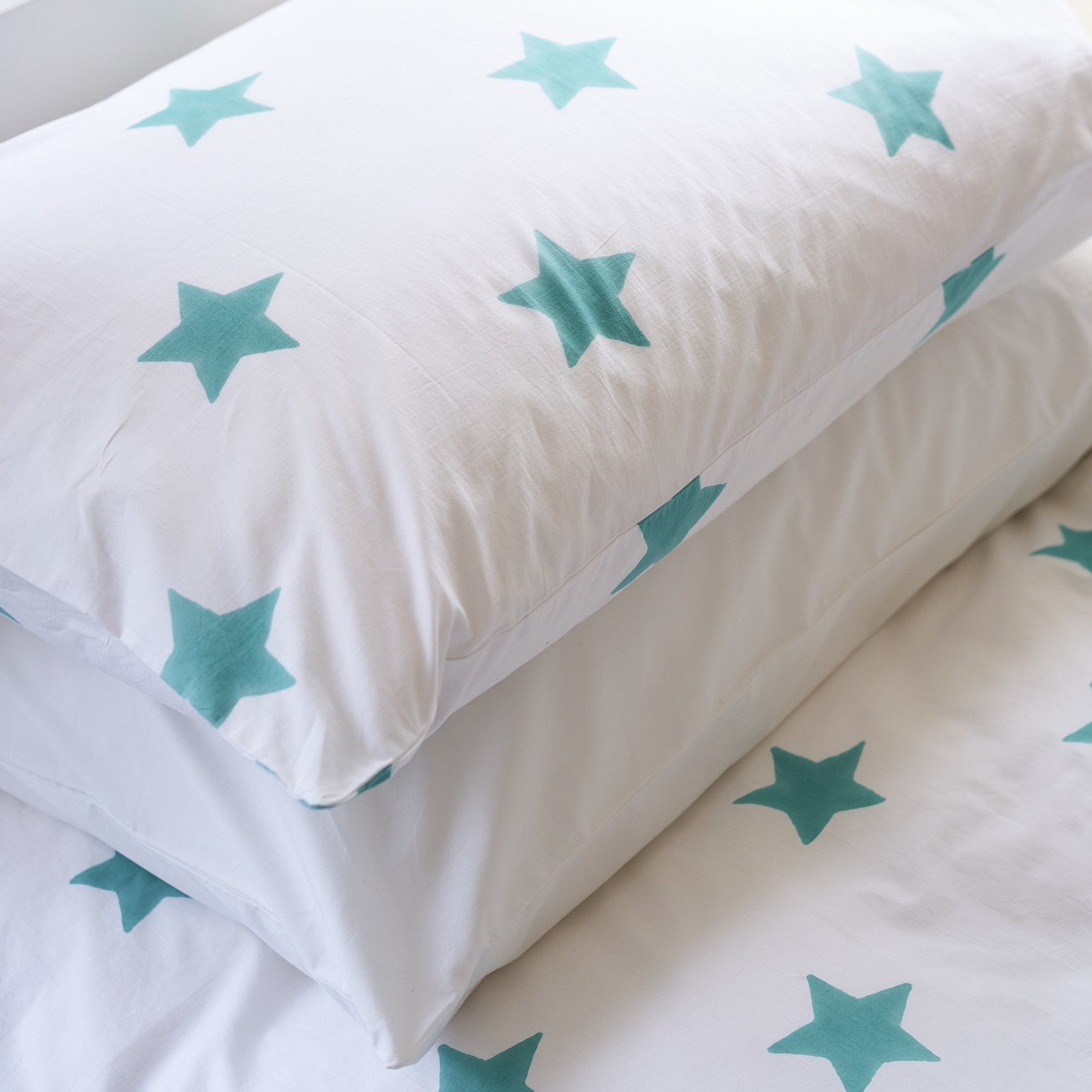 Turquoise blue star single duvet cover