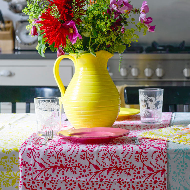 Pink floral table cloth
