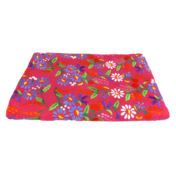 Red floral embroidered throw