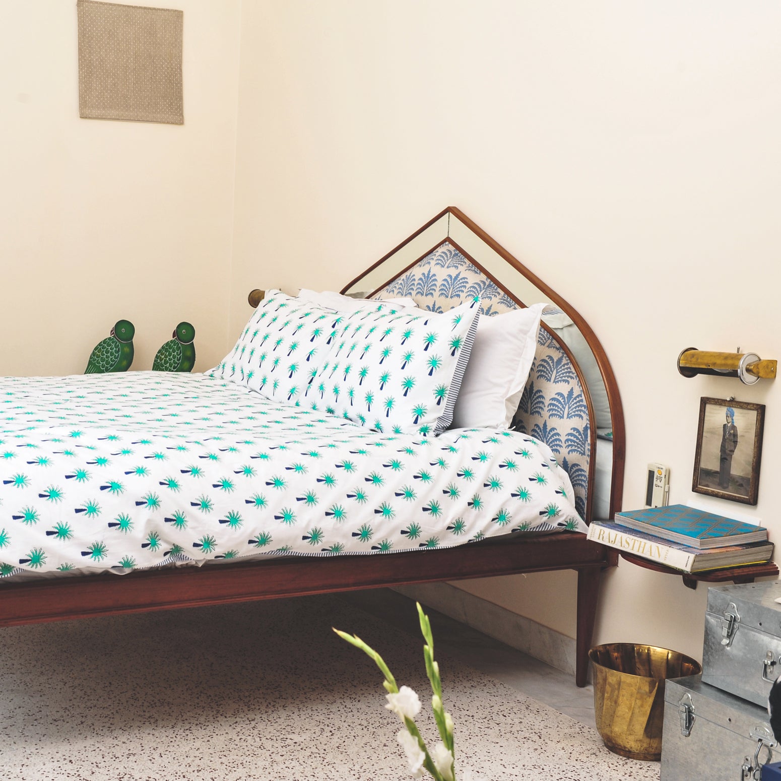 Turquoise palm tree duvet cover