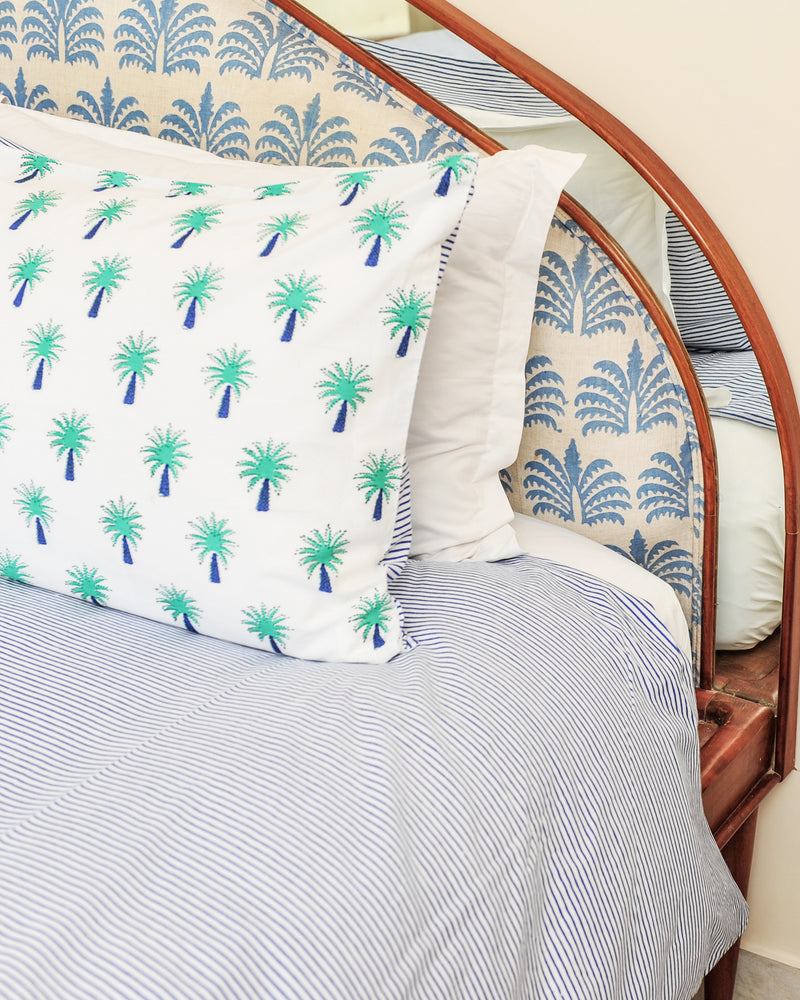 Turquoise palm single pillowcase