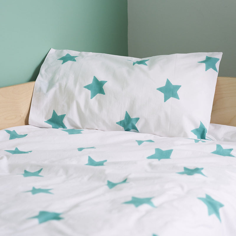 Tuquoise Star toddler cot bed duvet set