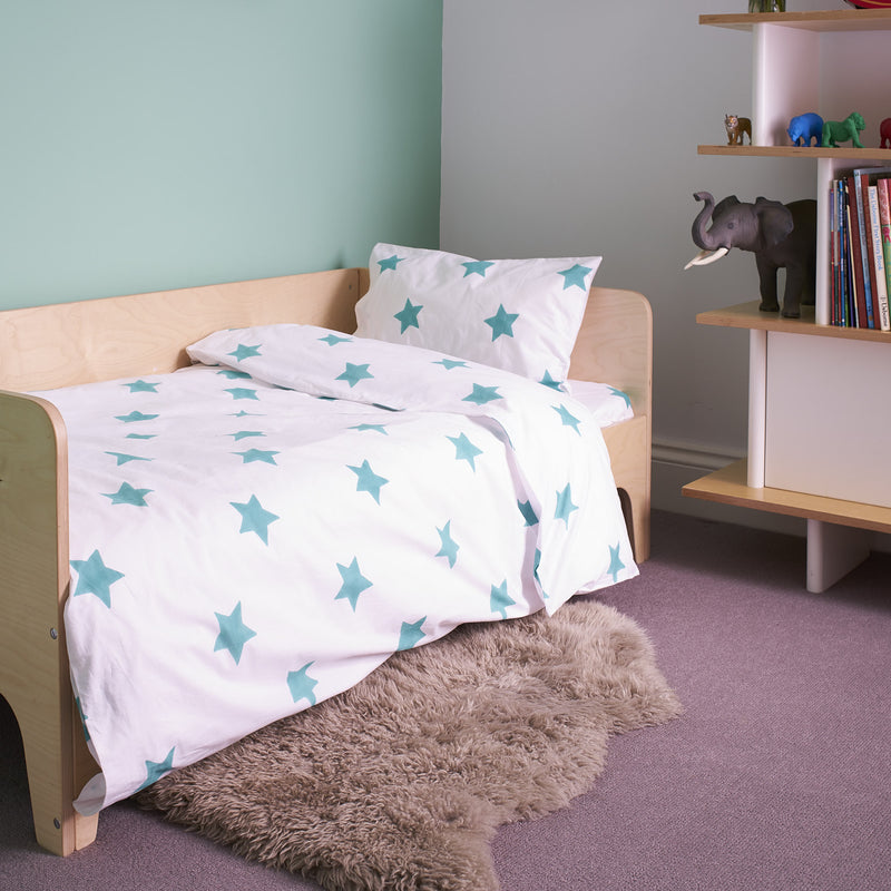 Tuquoise Star toddler cot bed duvet set