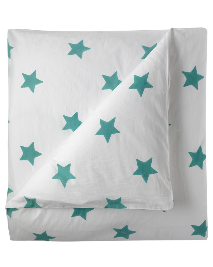 Turquoise blue star single duvet cover