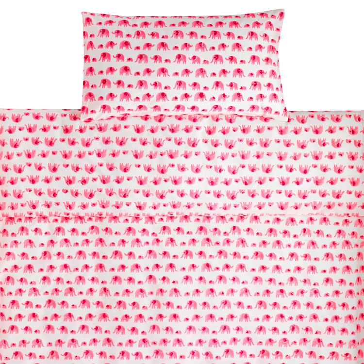 Pink elephant toddler cot bed duvet set