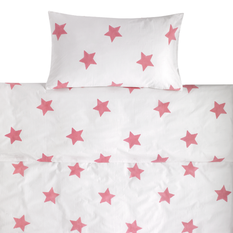 Pastel Pink Star toddler cot bed duvet set