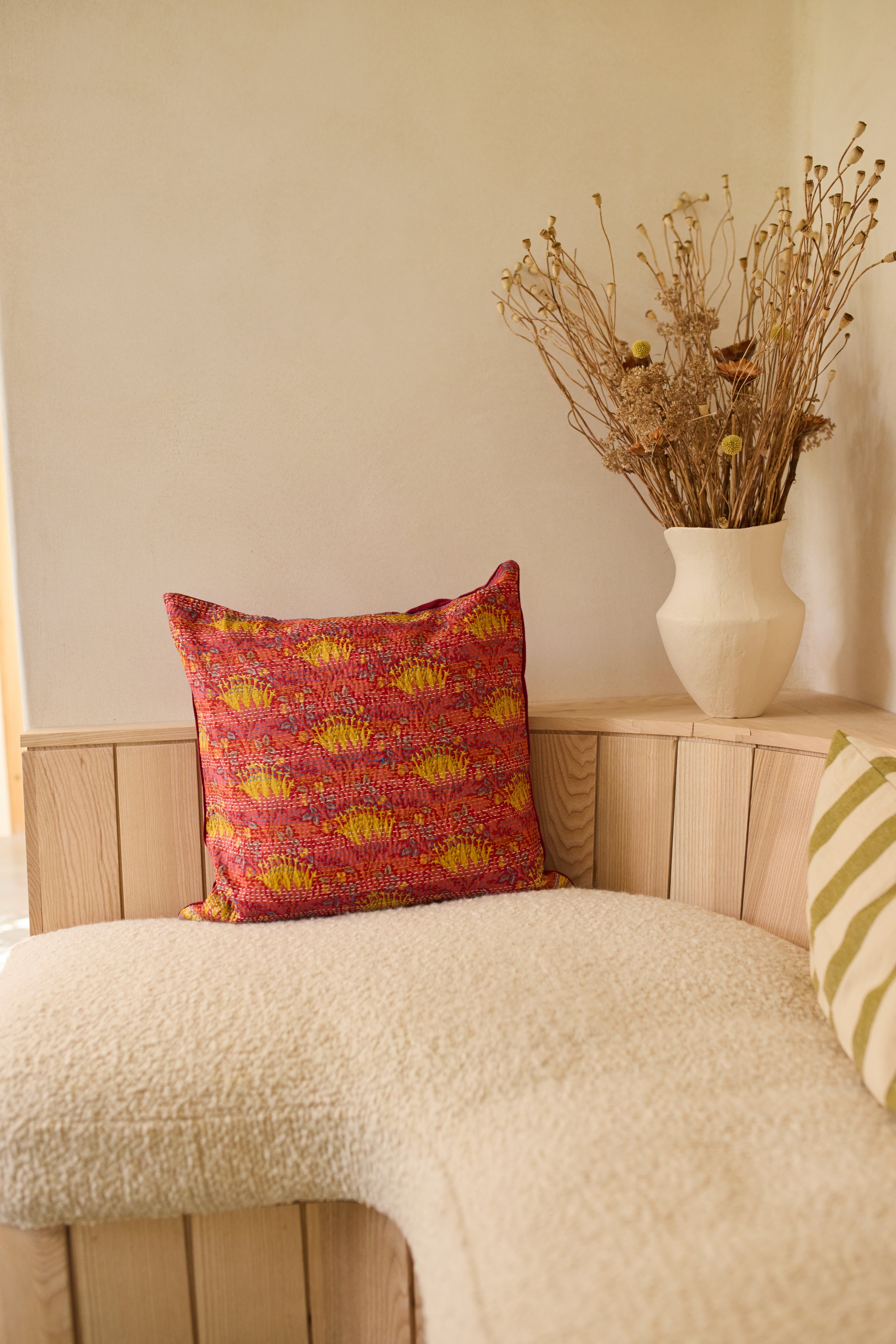 Kantha Silk/Linen Cushion