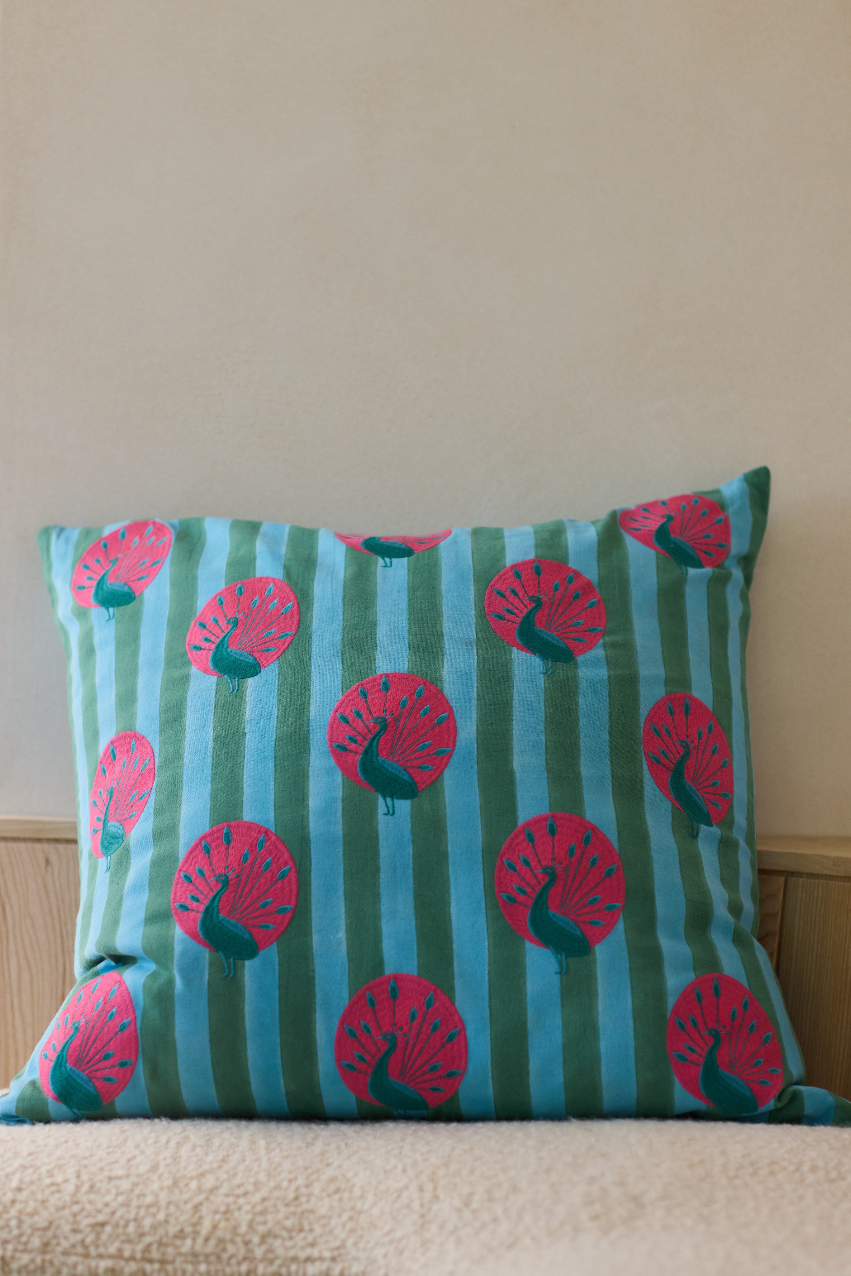 Peacock Embroidered Cushion
