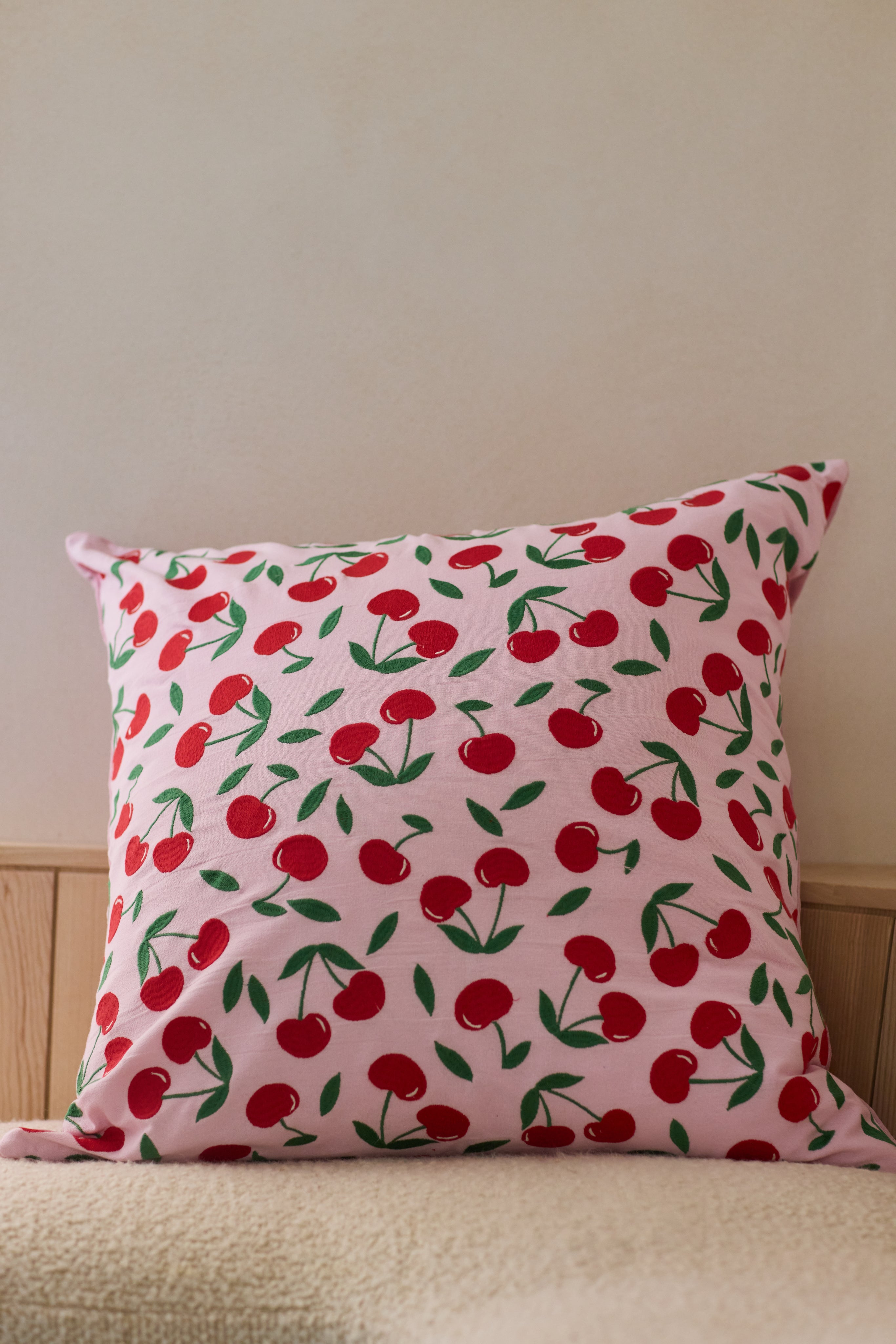 Cherry Embroidered Cushion