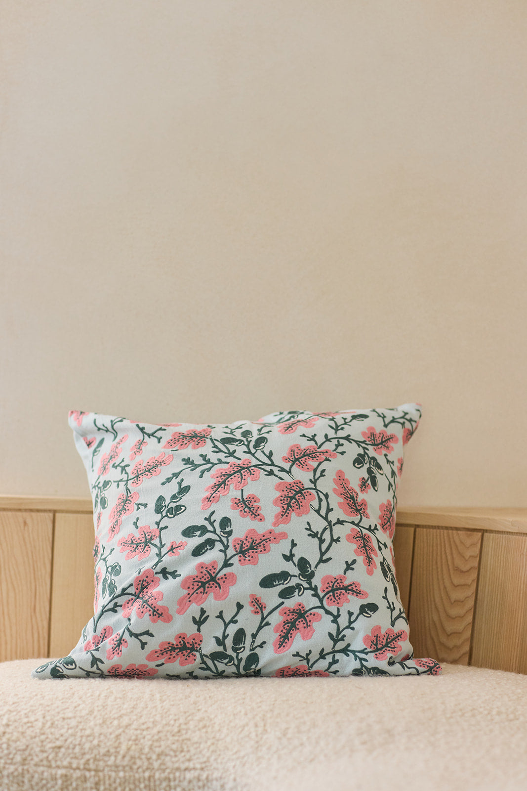 Oak Leaf Embroidered Cushion