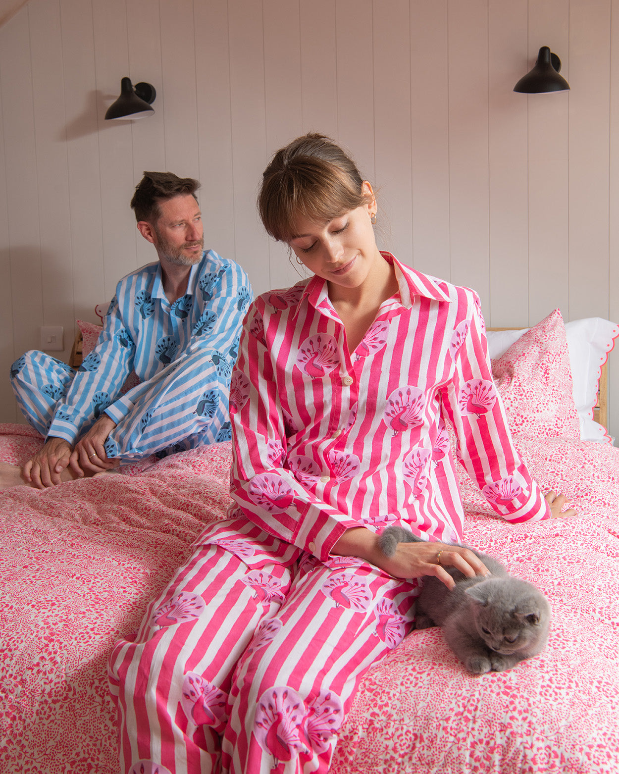 Peacock Stripe mens pyjamas - Blue