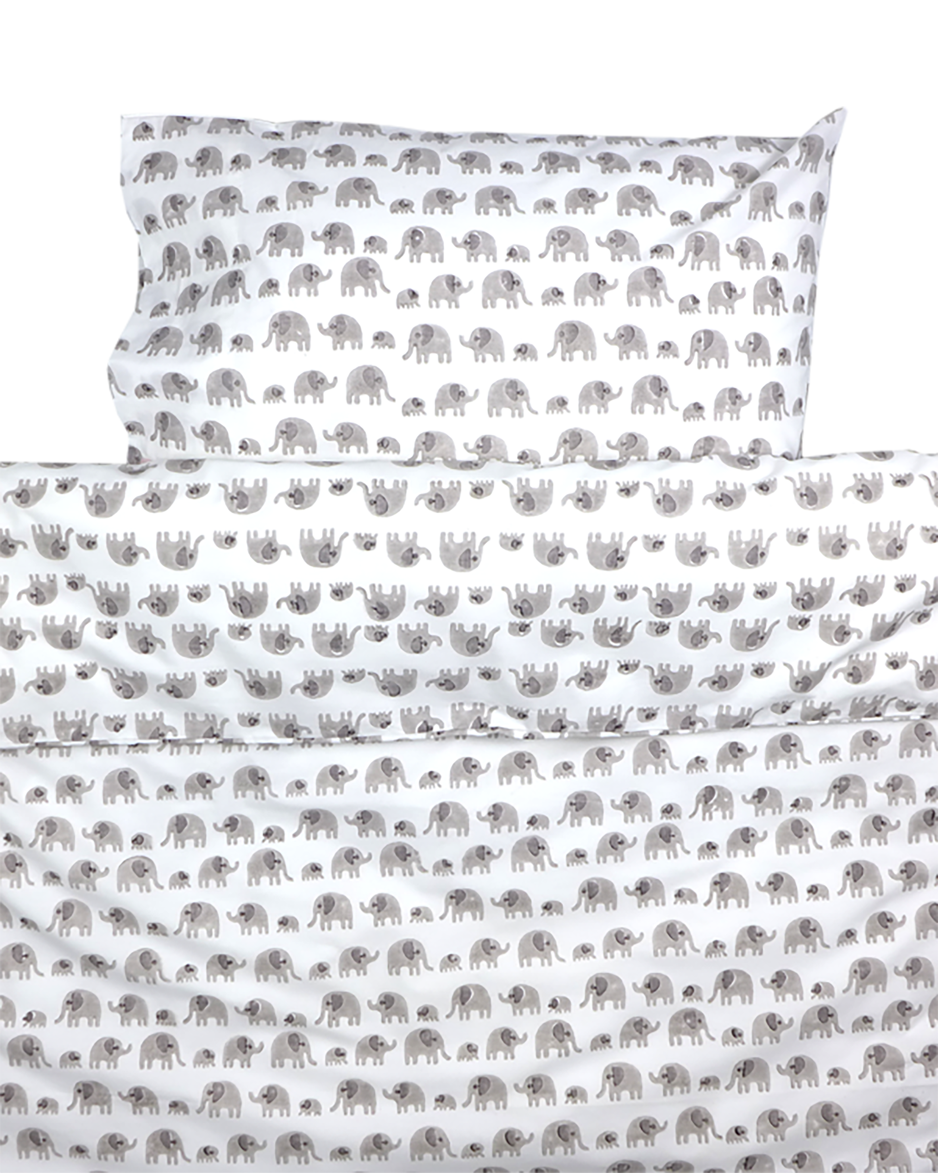 Grey elephant toddler cot bed duvet set