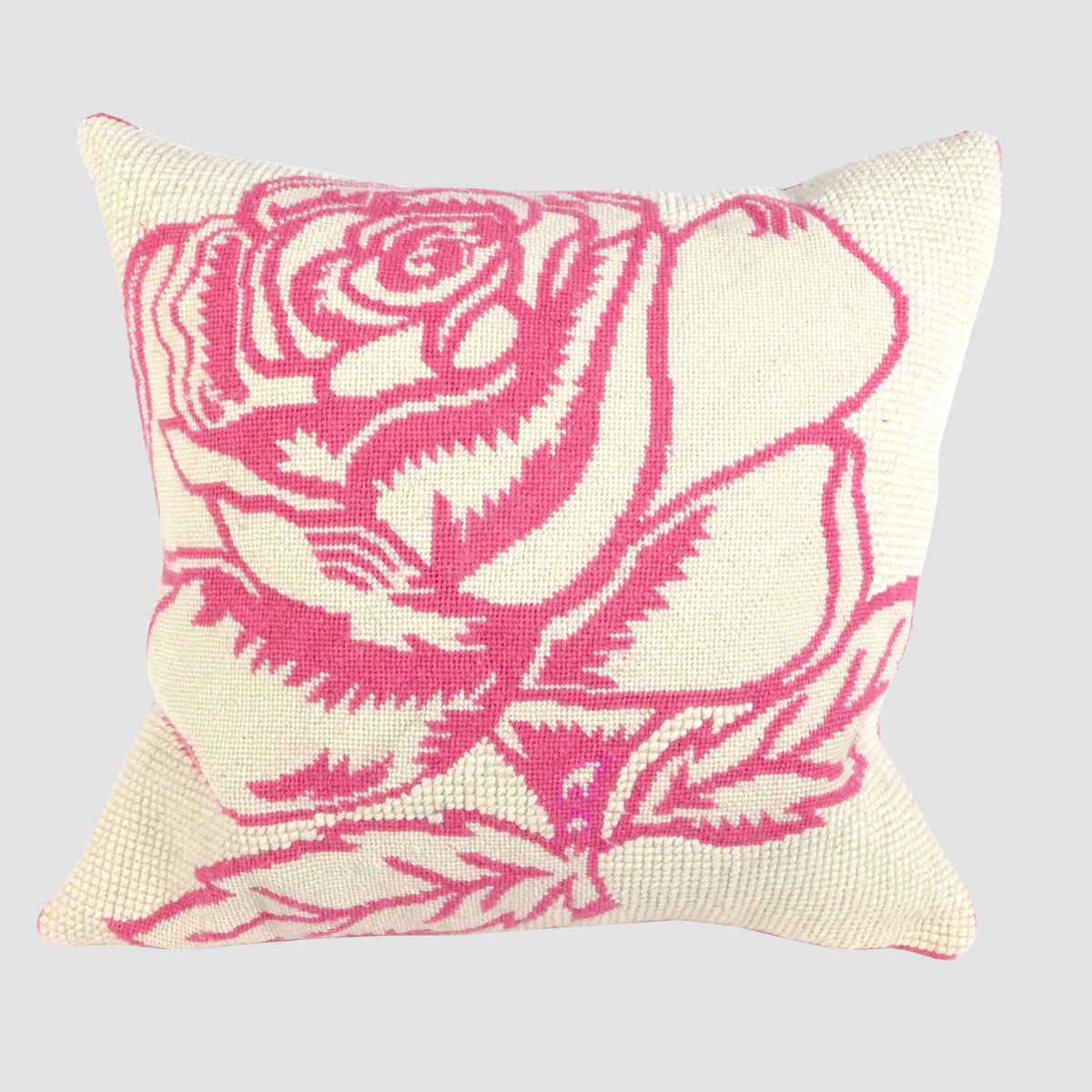 Pink rose tapestry cushion