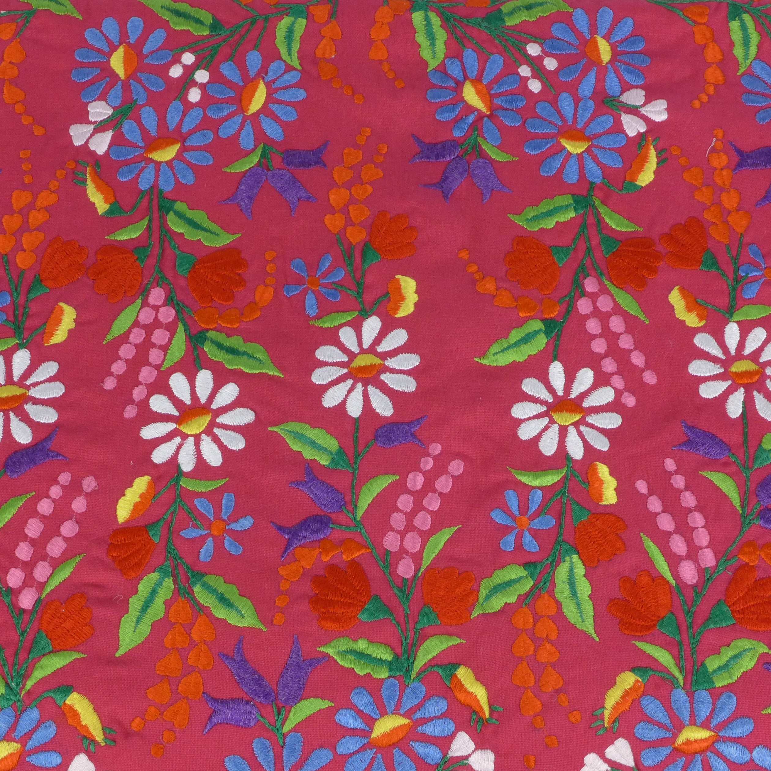 Red floral embroidered throw