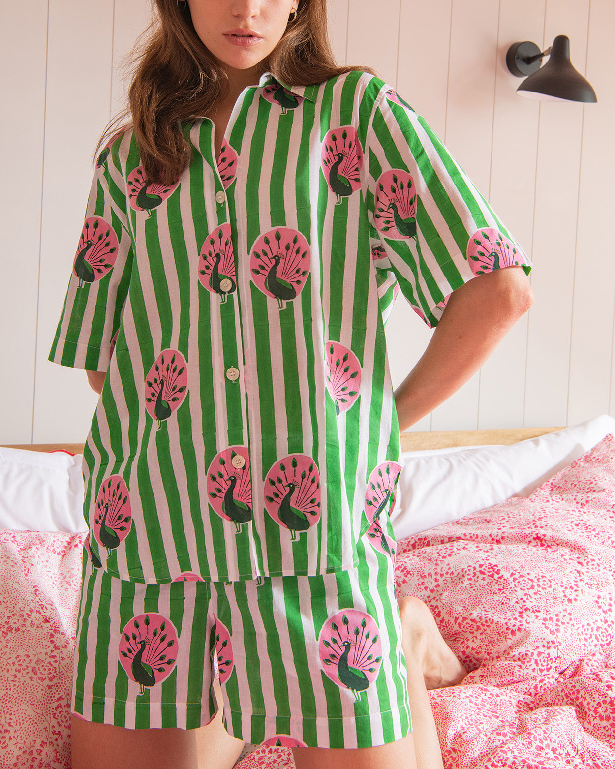Green Stripe Peacock womens pyjamas