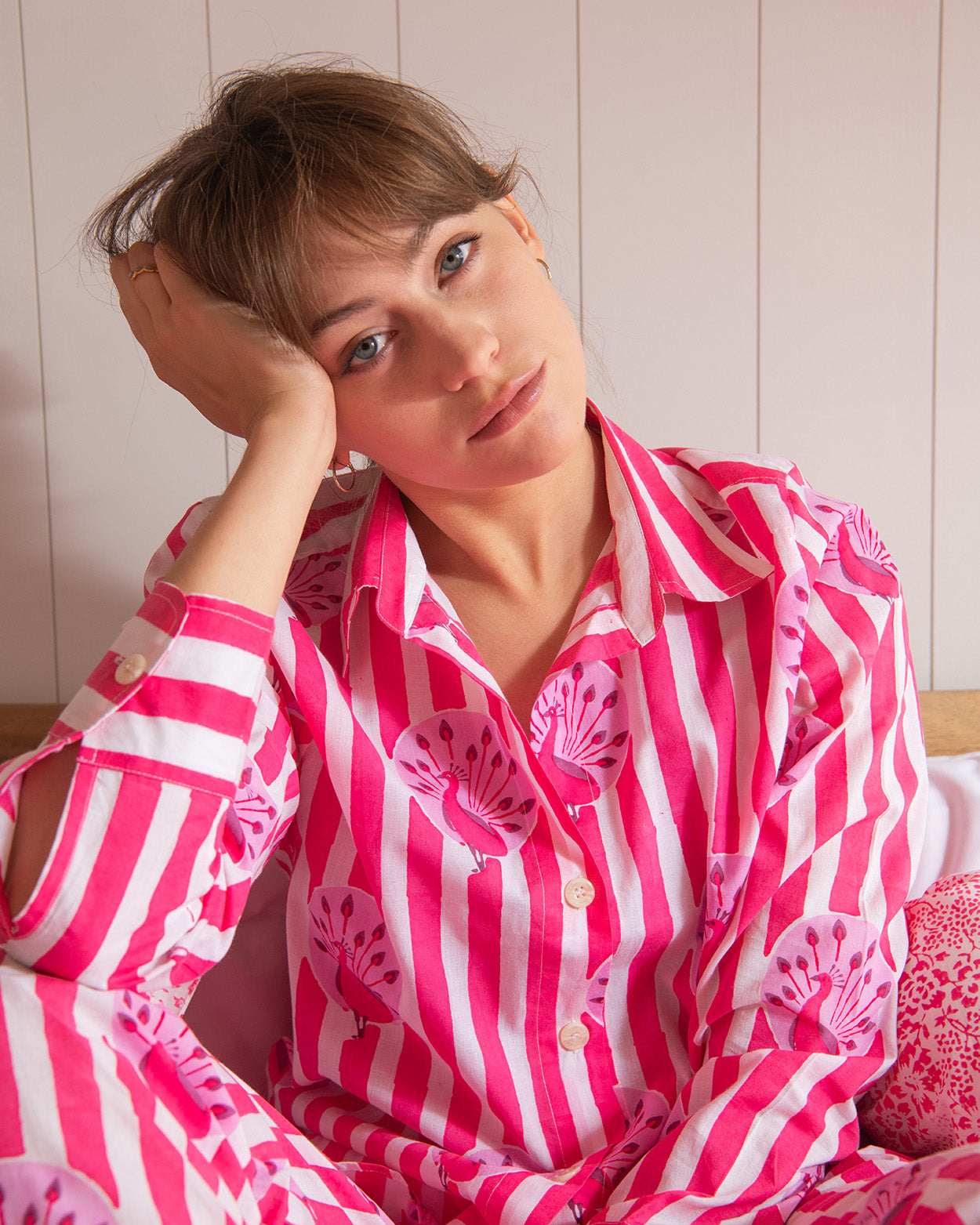 Pink 67 Pyjamas Hot Pink Peacock womens pyjamas - Lulu and Nat