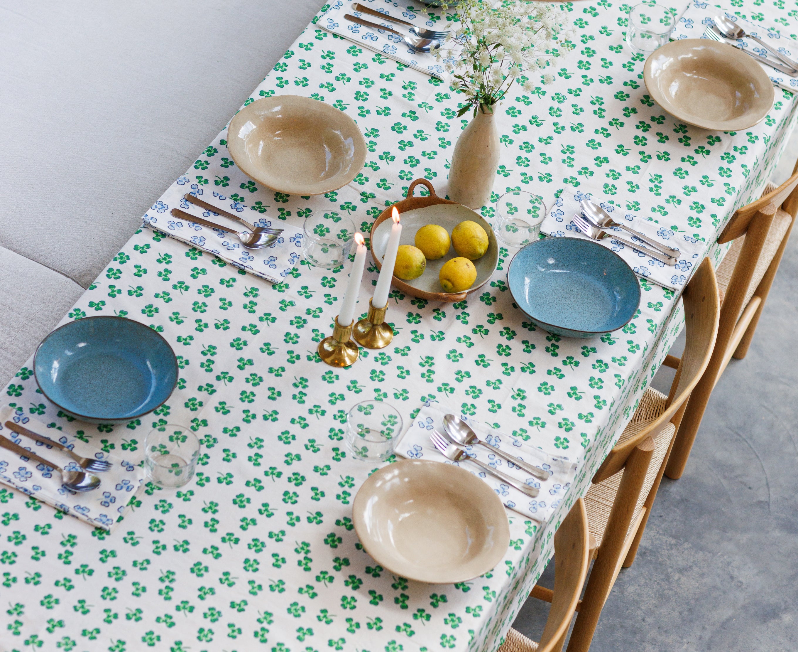 Lucky Green Four Leaf Clover Tablecloth