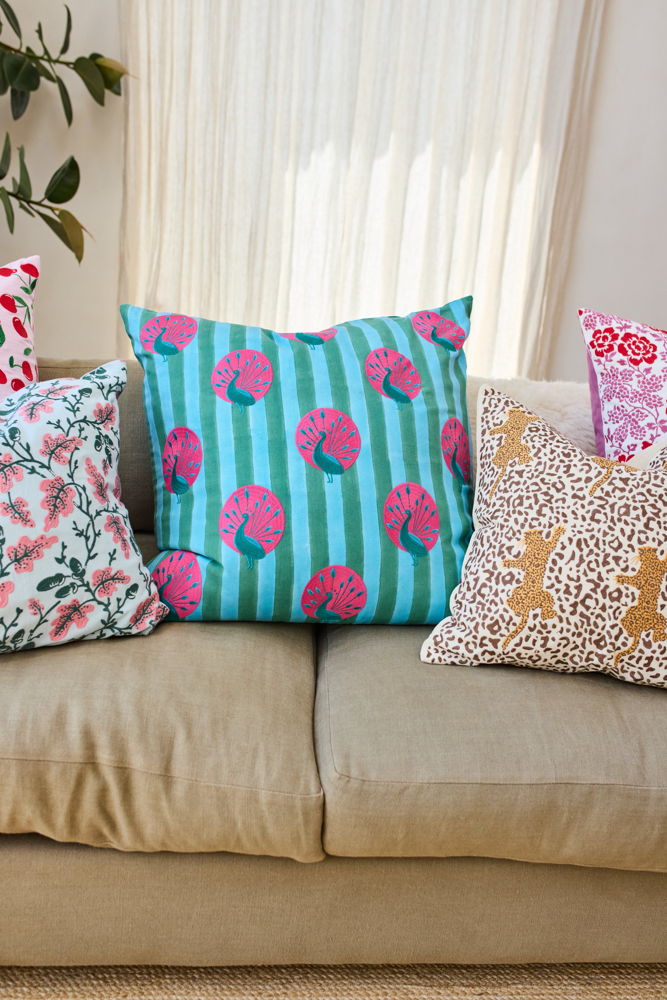 Peacock Embroidered Cushion